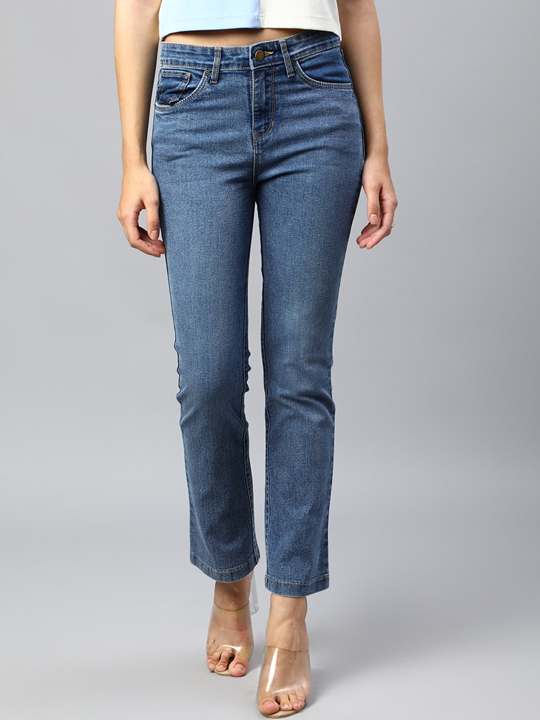 Xpose Women Comfort Bootcut High-Rise Light Fade Stretchable Jeans