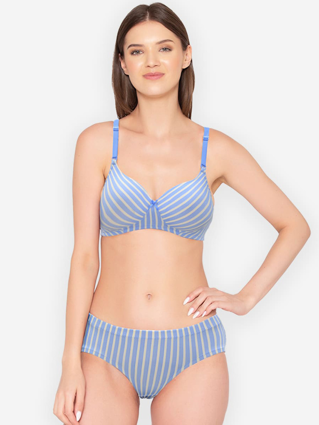 GROVERSONS Paris Beauty Striped Lingerie Set BP122-BLUE-WHITE-32B