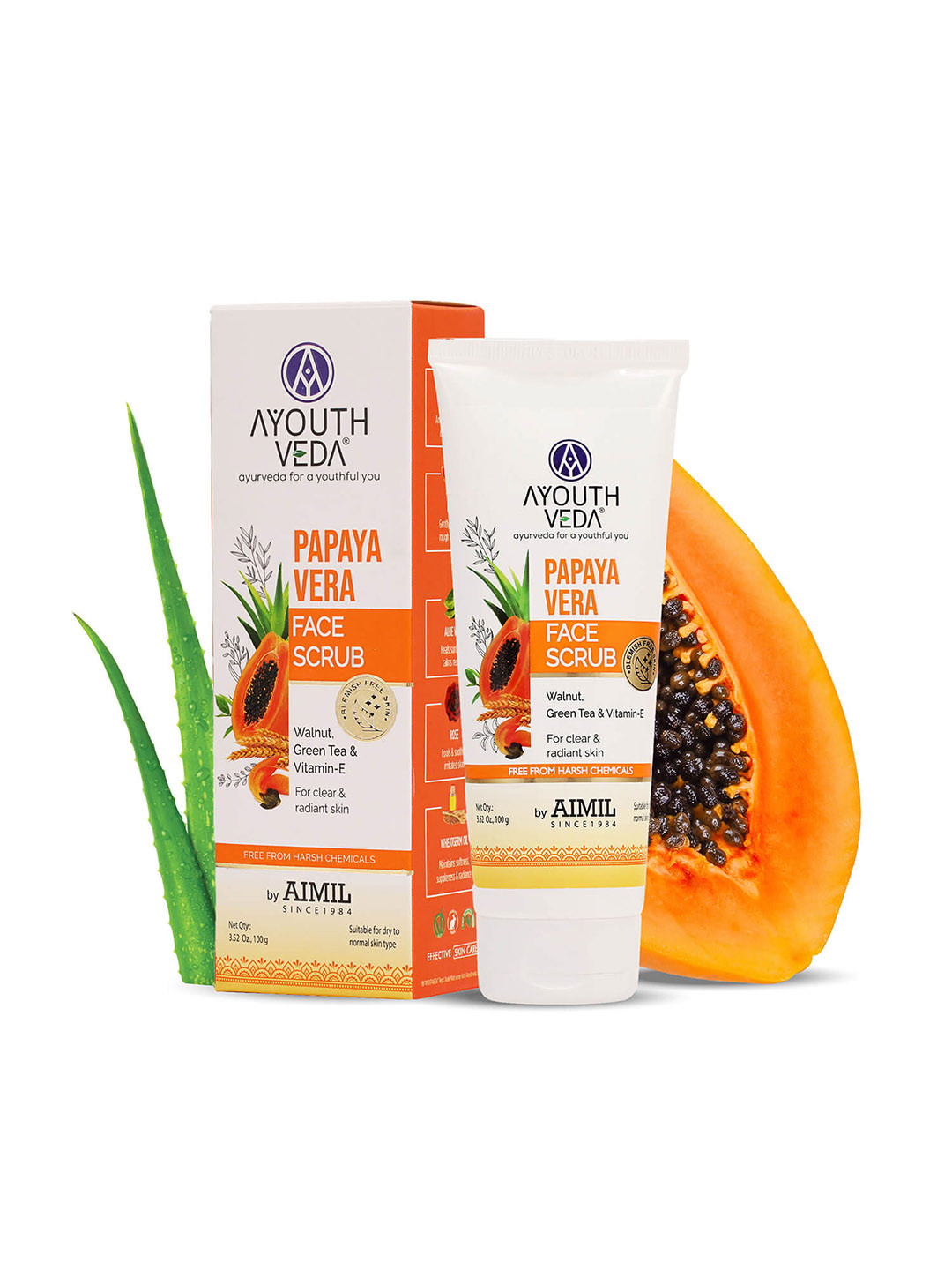 AYOUTHVEDA Face Scrub With Walnuts Green Tea For Radiant Skin 100 gm