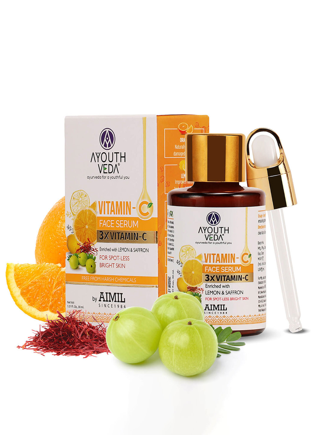 AYOUTHVEDA Vitamin-C Face Serum Enriched With Lemon & Saffron -30ml