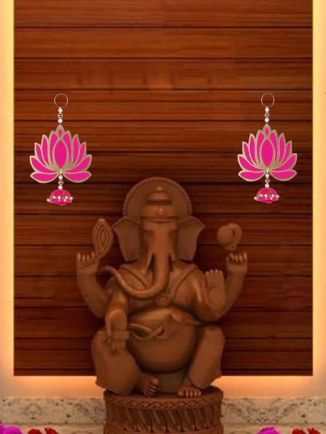 BS AMOR Lotus Hangings Latkans MDF Hall 10Pcs Floral Wall Decor-12.6In