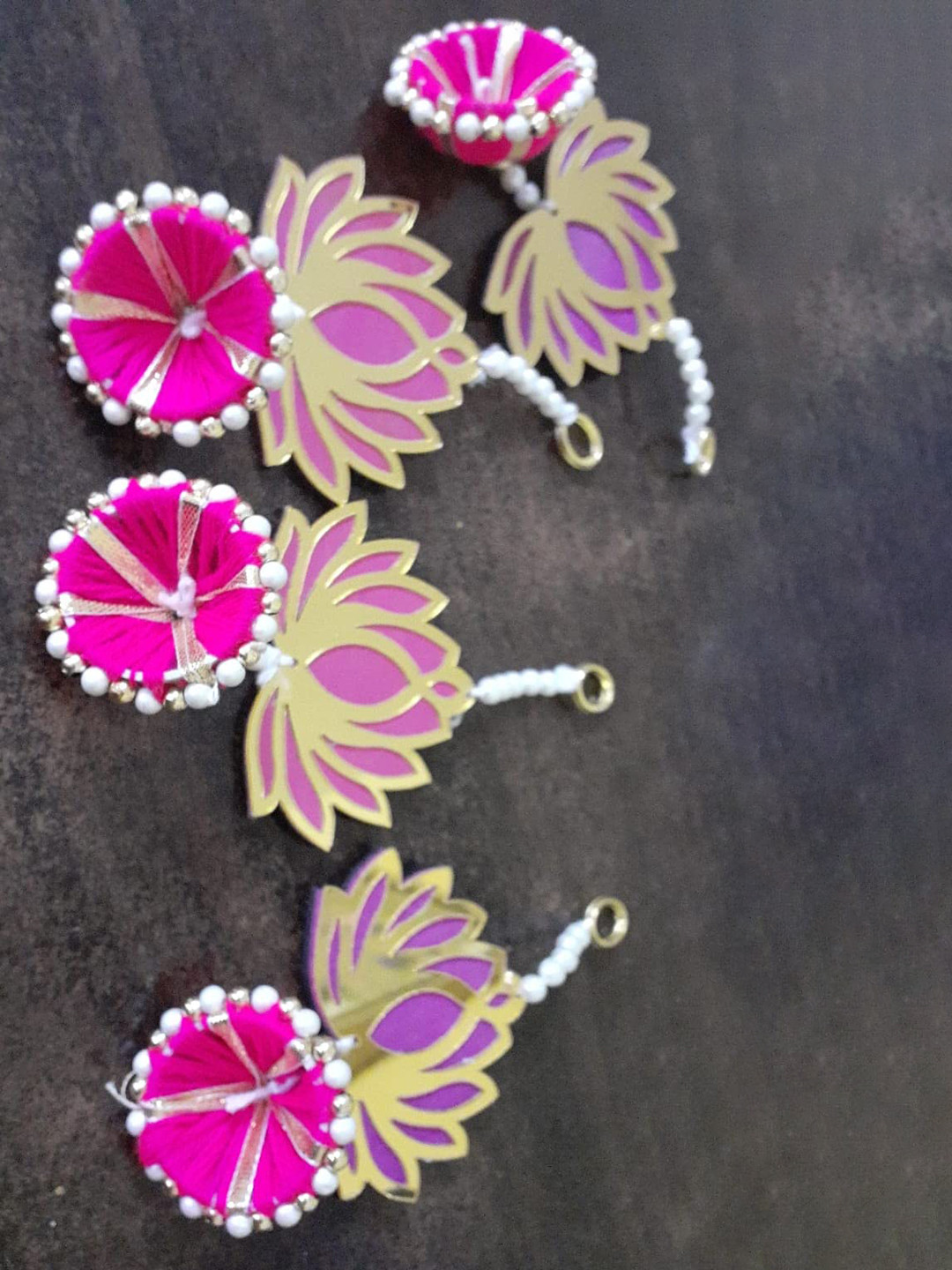 BS AMOR Lotus Hangings Latkans MDF Hall 4Pcs Floral Wall Decor-5.5In