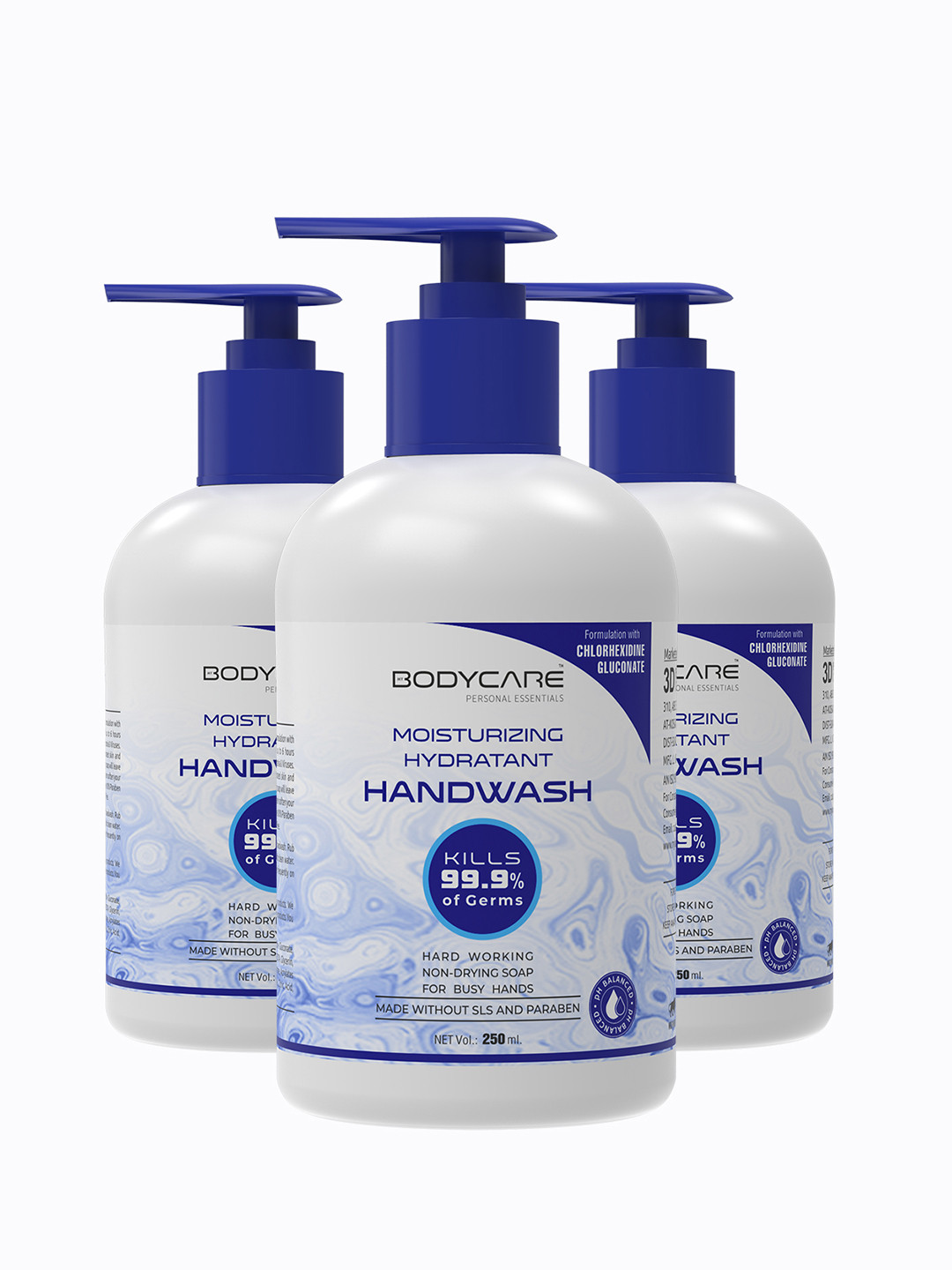 MY BODYCARE Set of 3 Moisturizing Hydrant Germ Protection Handwash with CHG - 250 ml Each