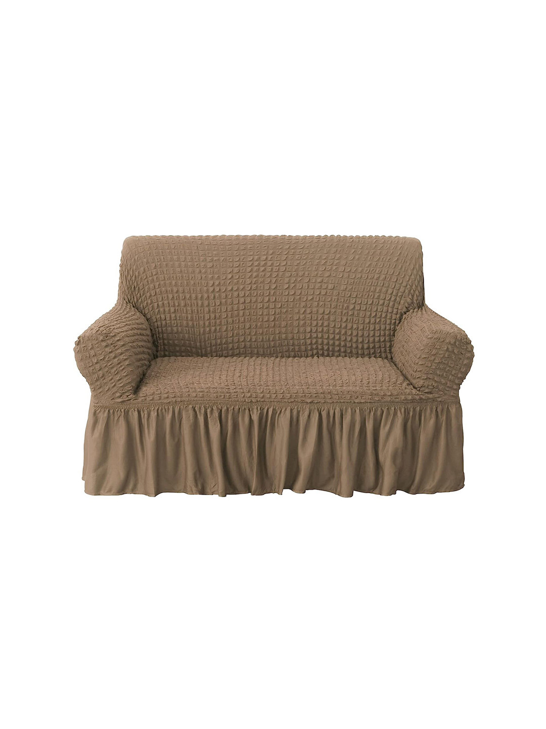 HOUSE OF QUIRK Brown Solid 2-Seater Sofa Cover With Arms