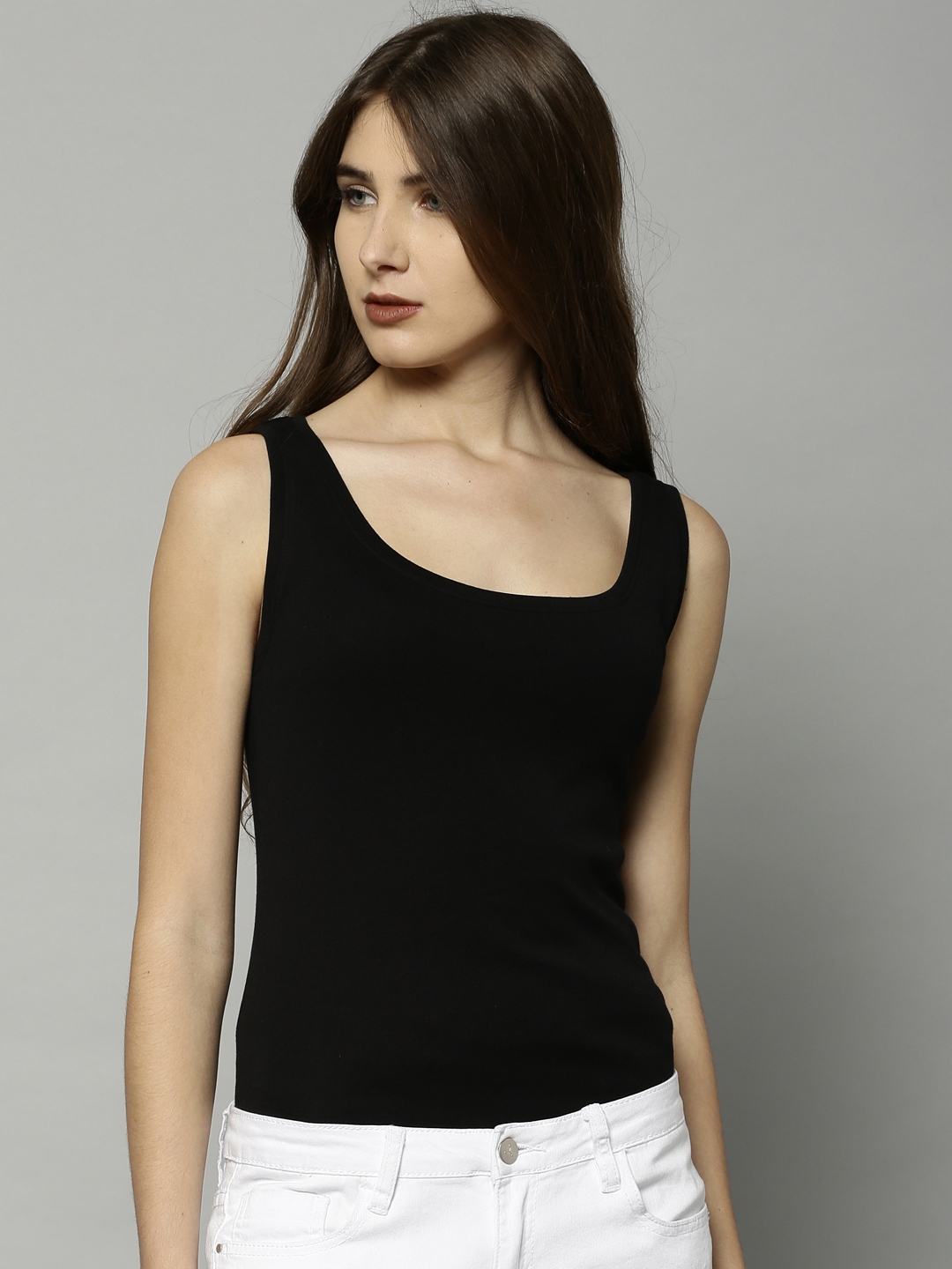 Buy Marks & Spencer Women Black Solid Tank Pure Cotton Top - Tops for Women  2374221