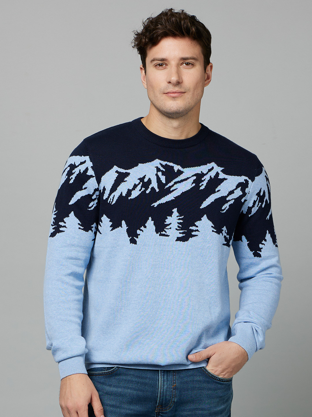 Celio Printed Full Sleeve Knitted Pullover