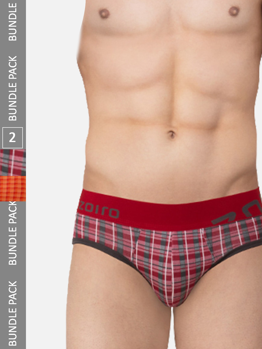 Zoiro Check Printed Cotton Basic Briefs ZO-BRI-TRE81-CPPU-PRCR-S-2PC(Pack of 3)