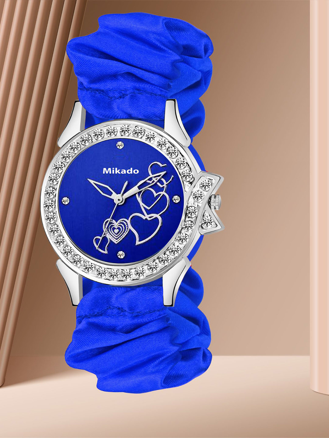 Mikado Women Brass Printed Dial & Blue Straps Analogue Watch ADORBALE