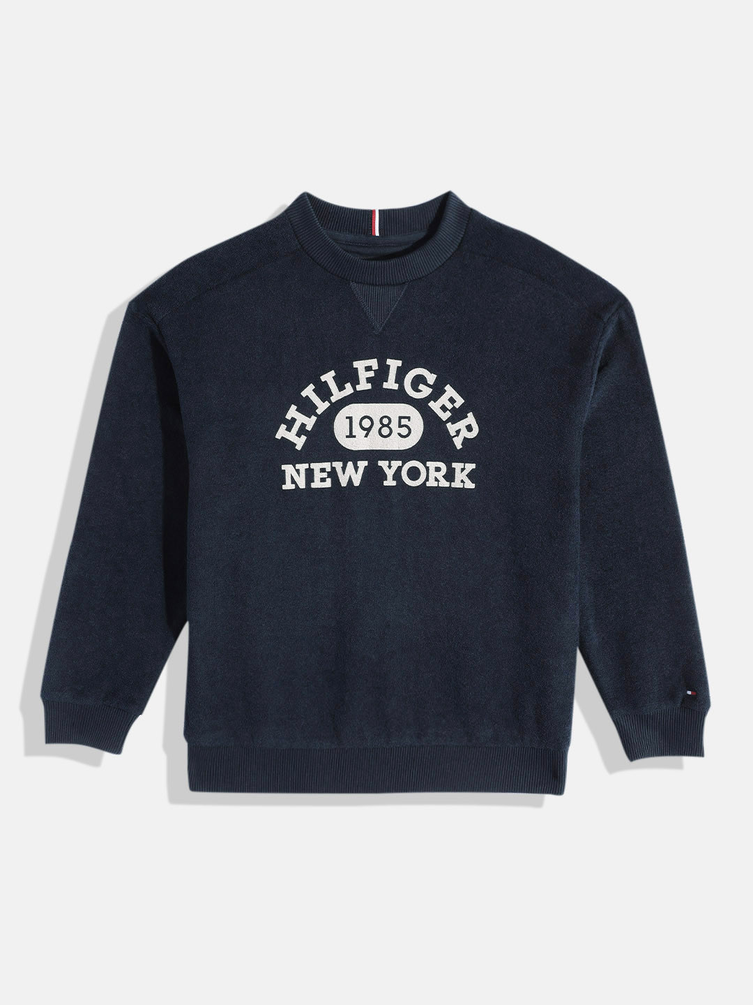 Tommy Hilfiger Boys Brand Logo Printed Varsity Boucle Sweatshirt