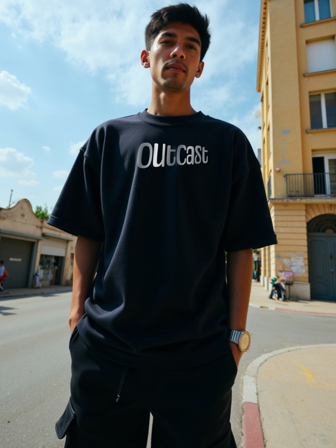 Outcast Typography Printed Cotton Regular Fit T-shirt