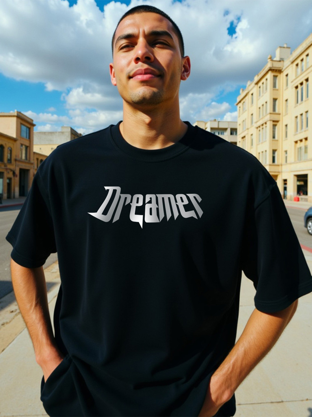 Dreamer Typography Printed Regular Fit Cotton T-Shirt