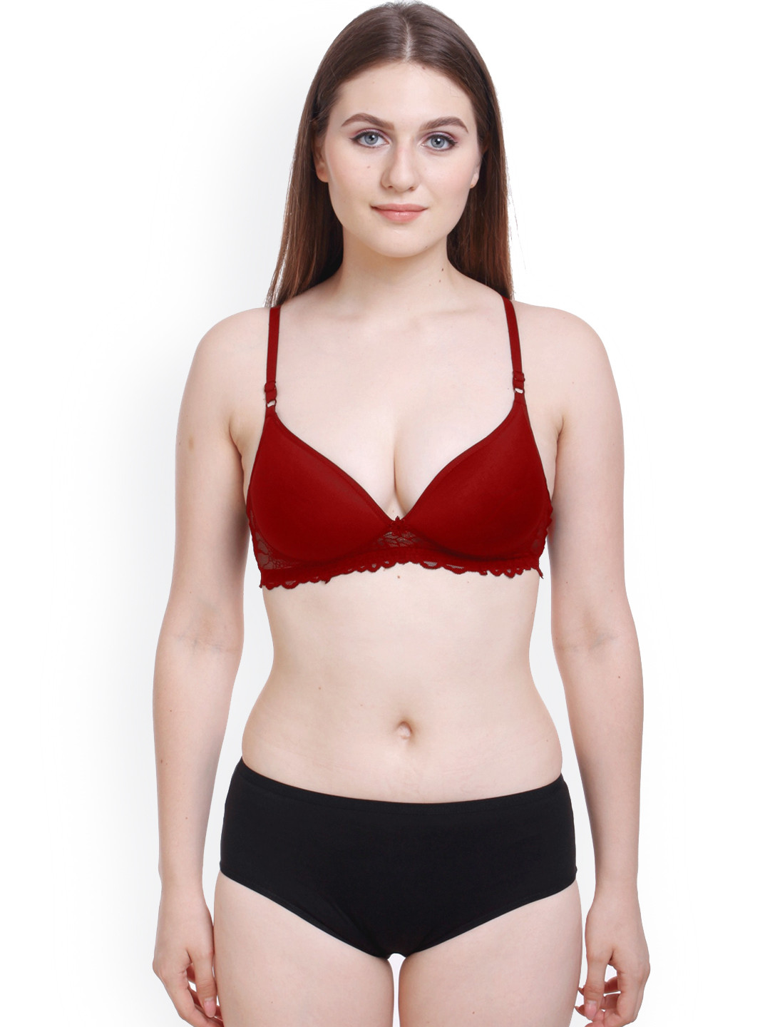 Aamarsh Full-Coverage Non-Wired Seamless Cups Cotton Lingerie Set AP_R_Pd Set_Maroon_30