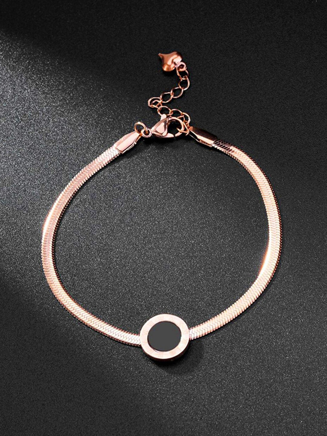 Jewels Galaxy Women Rose Gold-Plated Roman Charm Link Bracelet