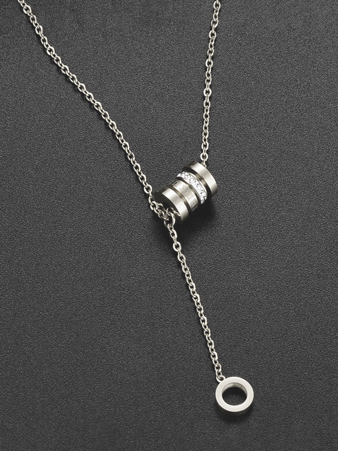 Jewels Galaxy Silver-Plated Stainless Steel CZ-Studded Anti Tarnish Pendants With Chains