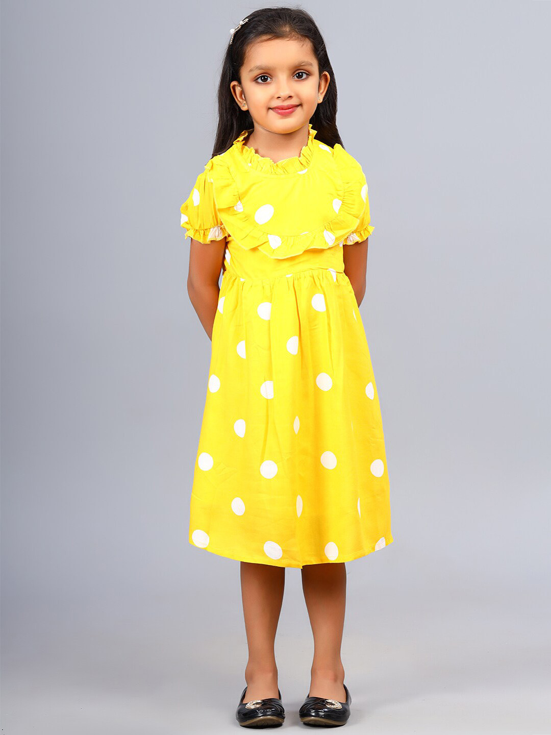 ZION Polka Dot Print Fit & Flare Dress