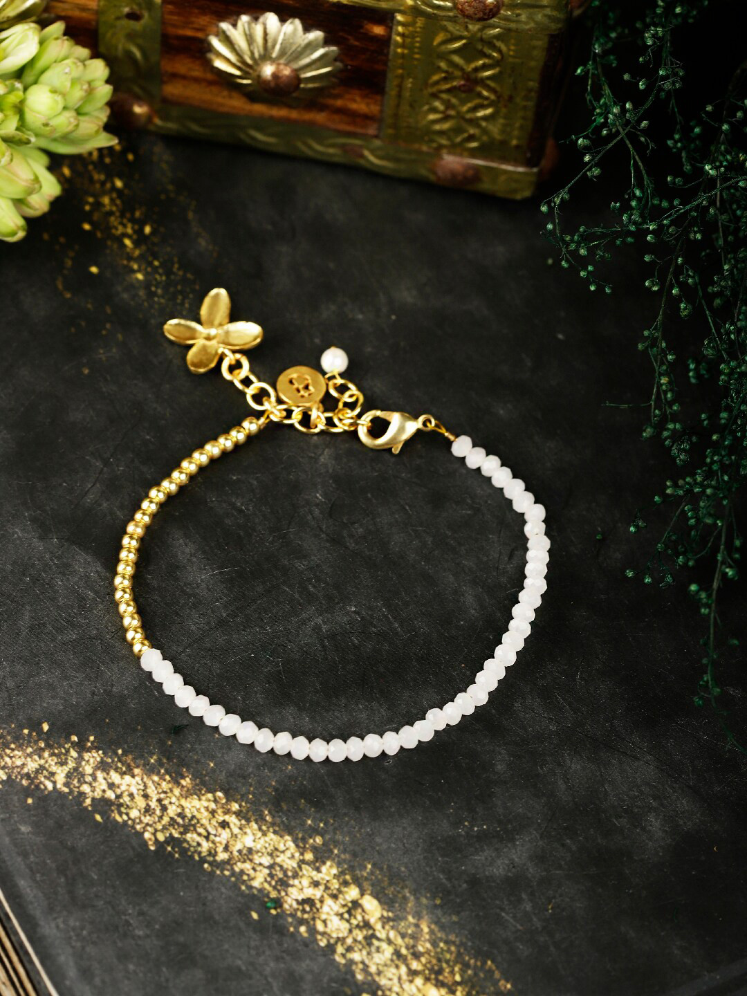 Berserk Gold-Plated Moonstone Charm Bracelet