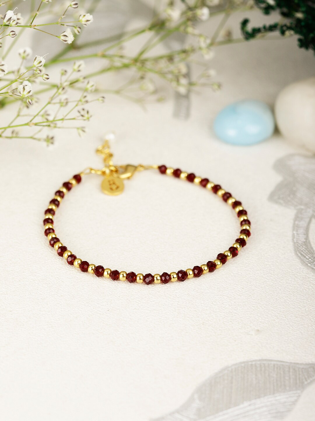 Berserk Gold-Plated Garnet Link Bracelet