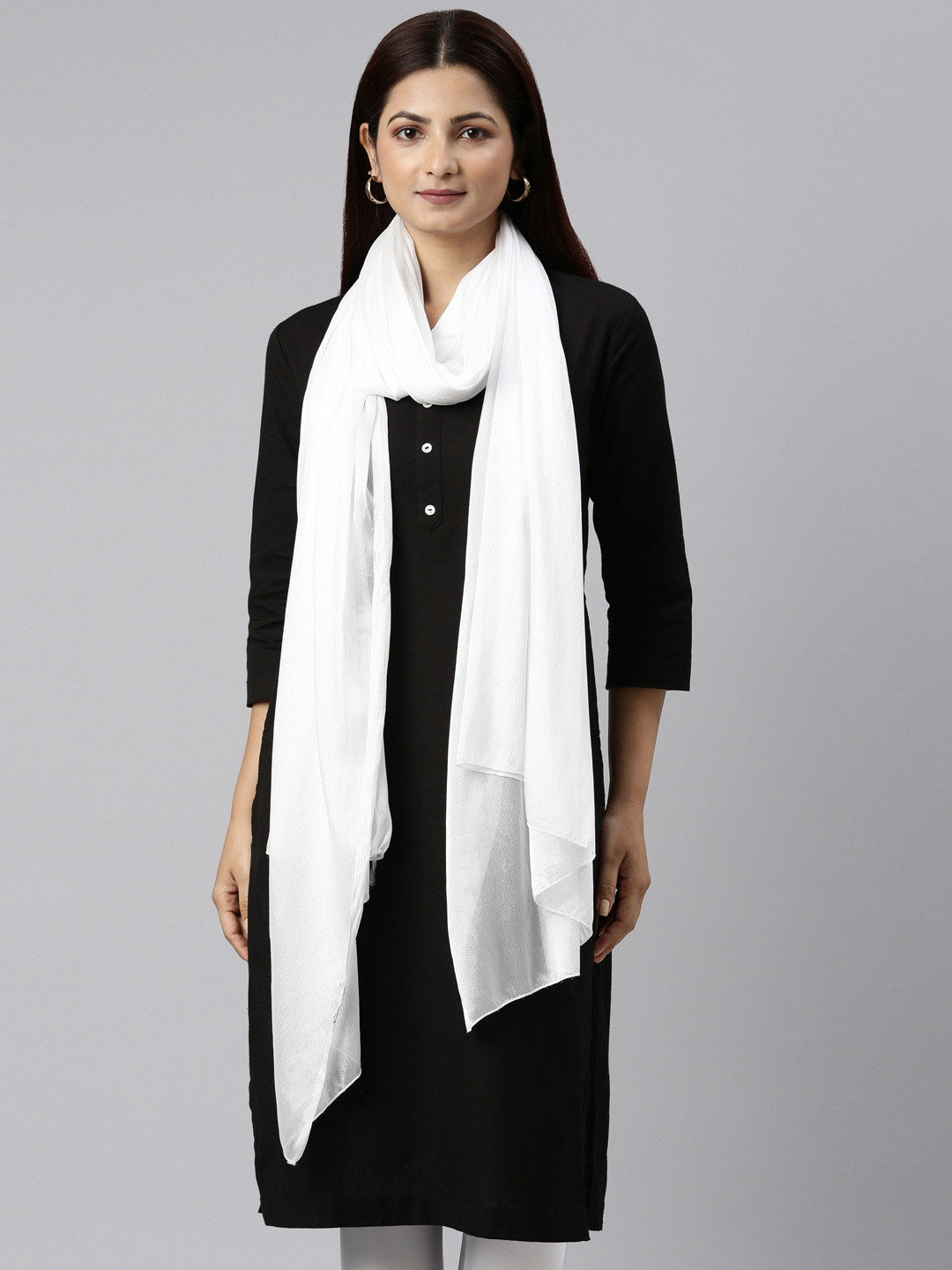 TWIN BIRDS Solid Lightweight Shimmer Dupatta