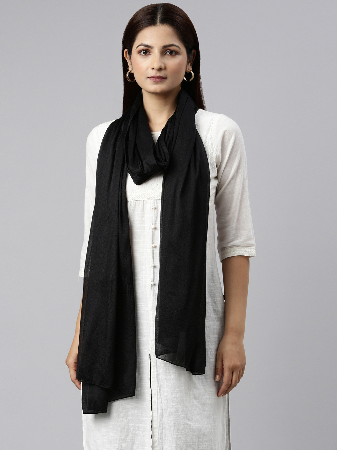 TWIN BIRDS Solid Lightweight Shimmer Dupatta