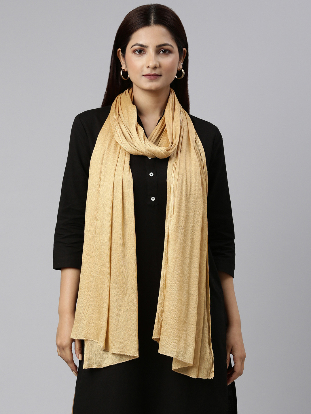 TWIN BIRDS Solid Lightweight Shimmer Dupatta