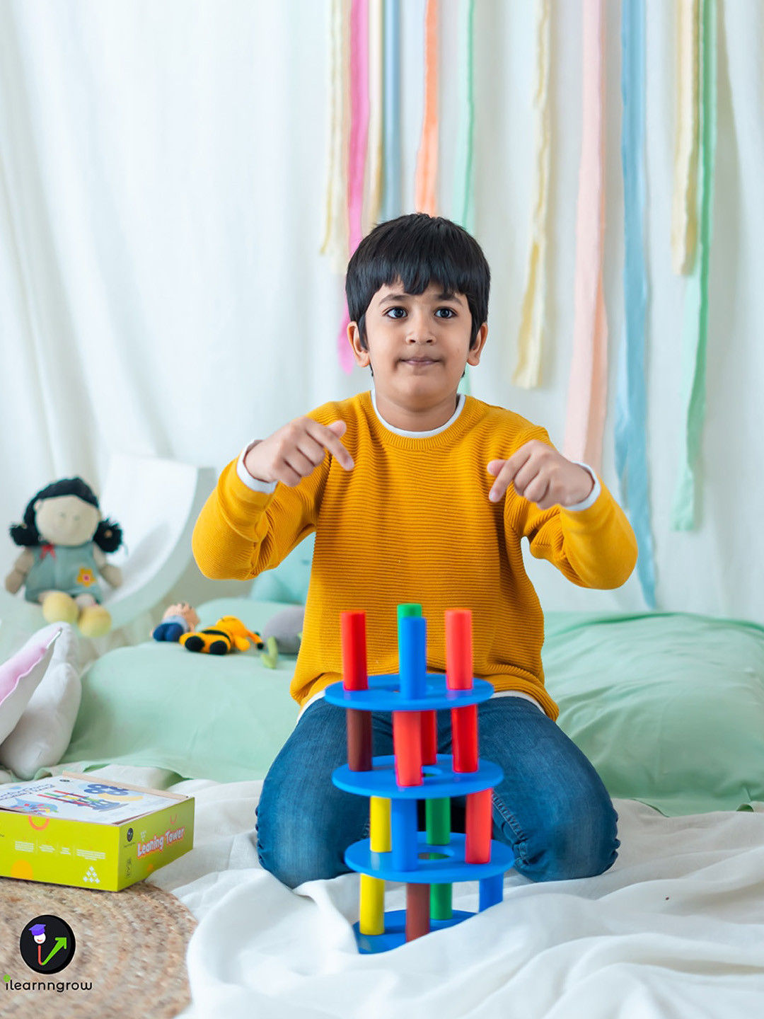 ilearnngrow Kids Wooden Enhancing Motor Skills Learning Tower