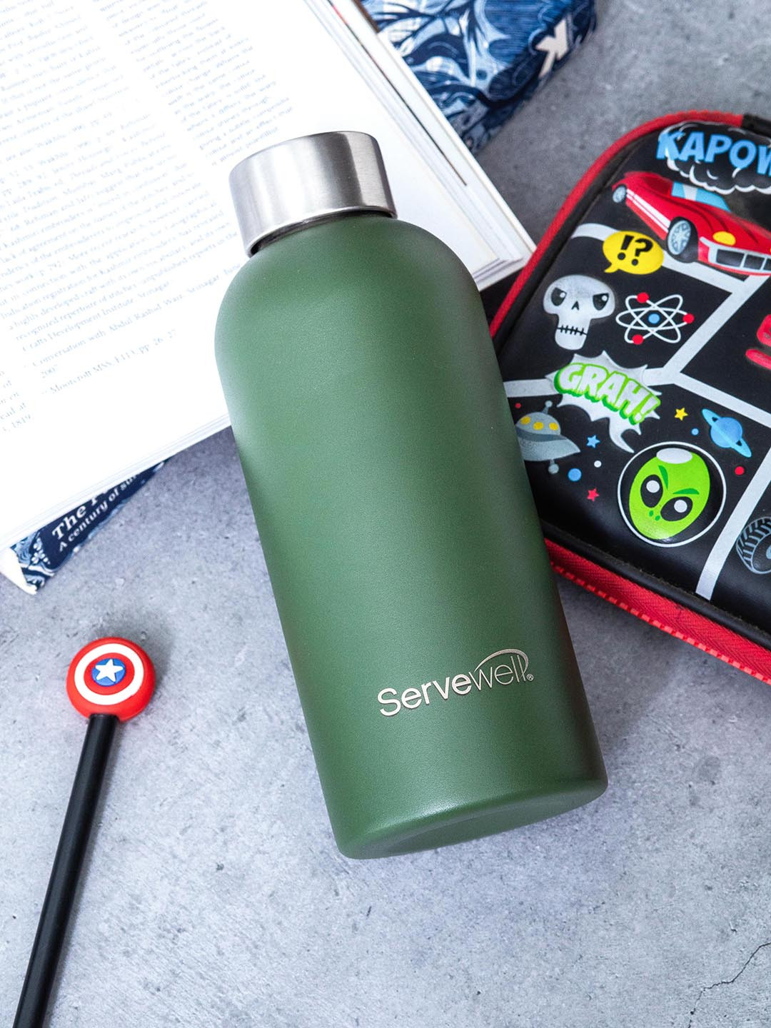 Servewell Osaka Green Solid Stainless Steel Fridge Safe Flask - 675ml