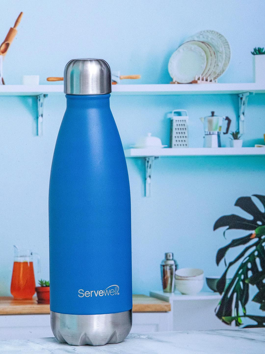 Servewell Bali Blue Stainless Steel Single Wall Vacuum Flask - 750ml