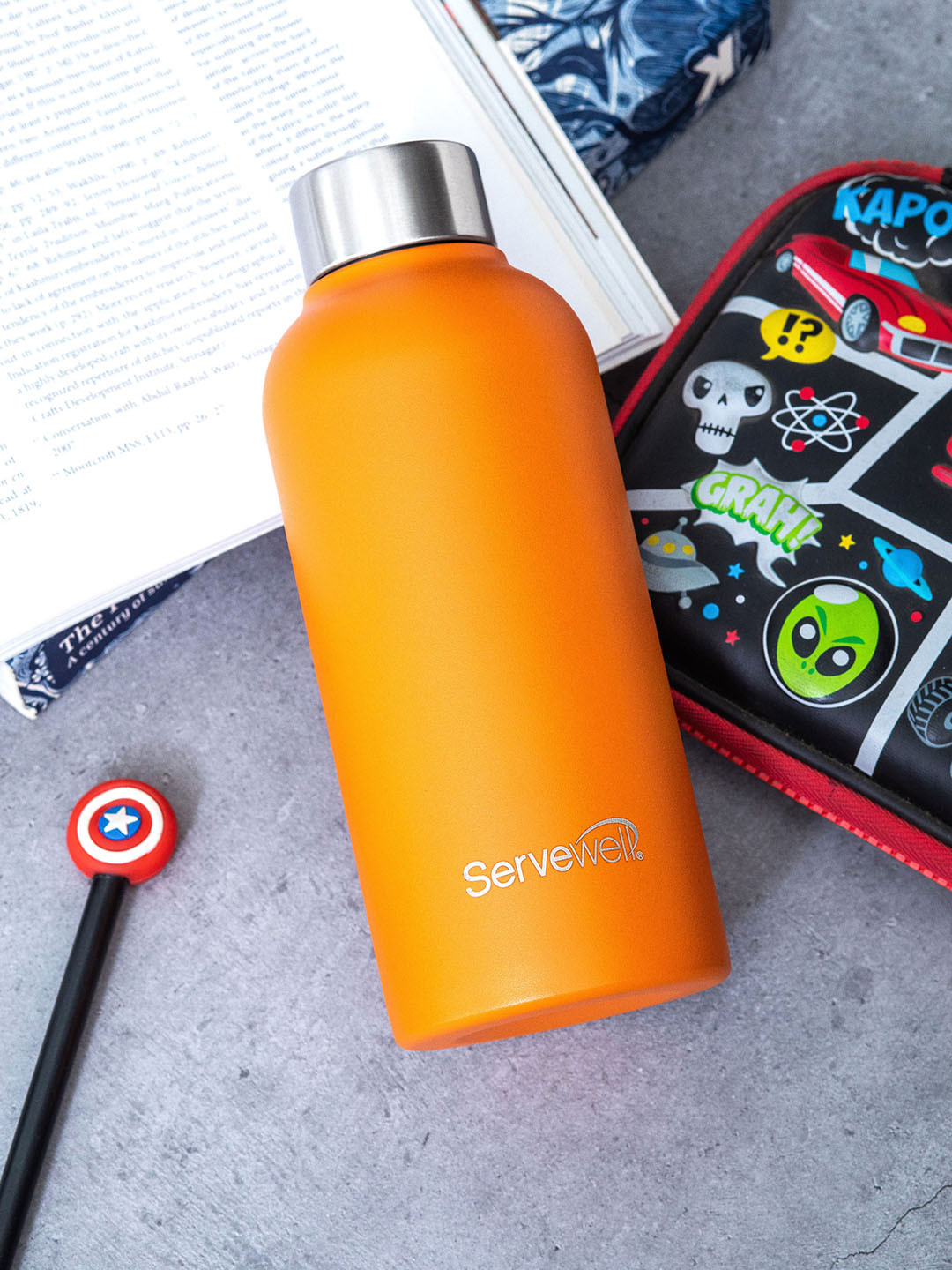 Servewell Osaka - SS Stainless Steel Orange Water Bottle 675 ml