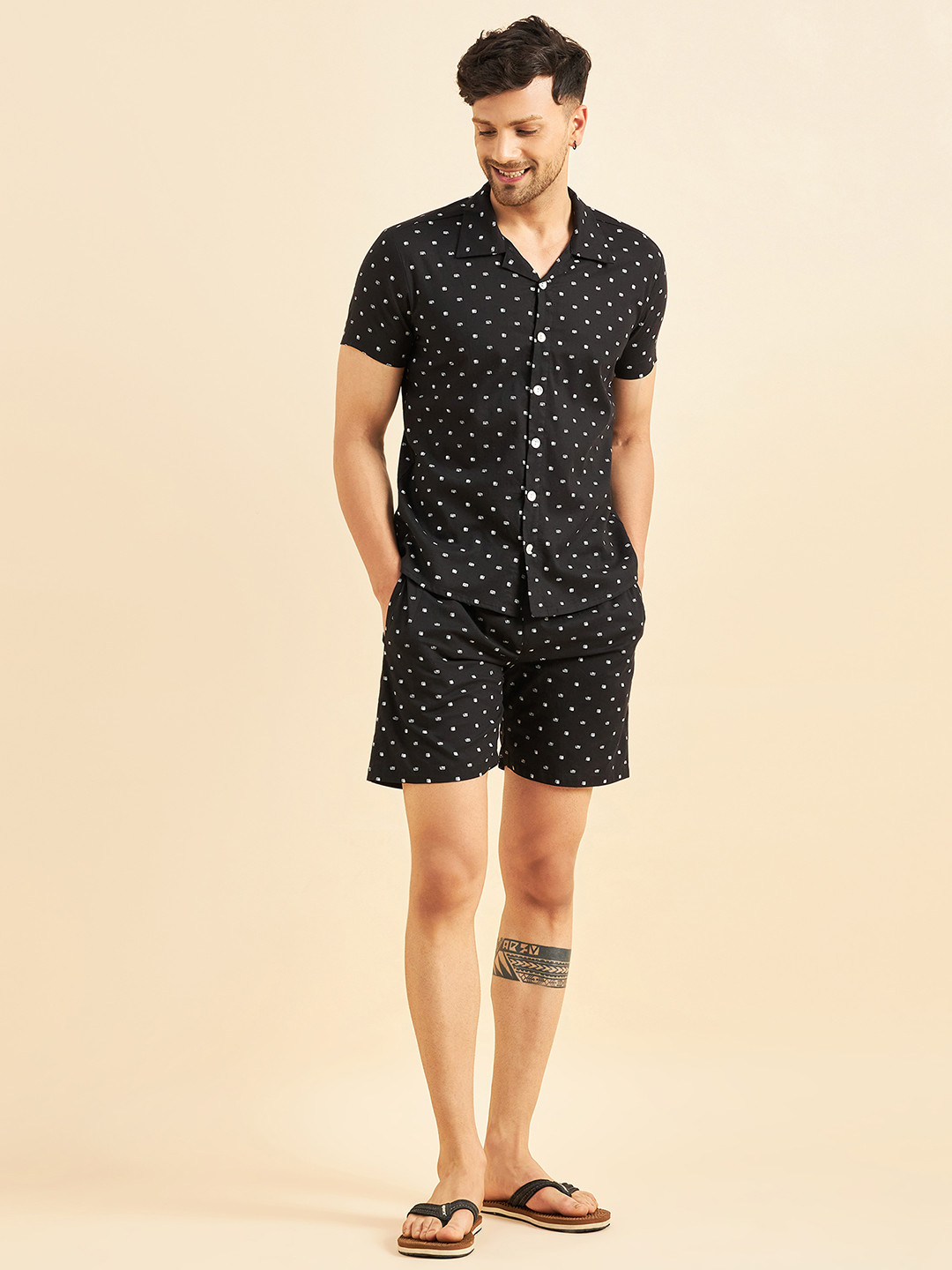 Sweet Dreams Black & White Geometric Printed Night Suit