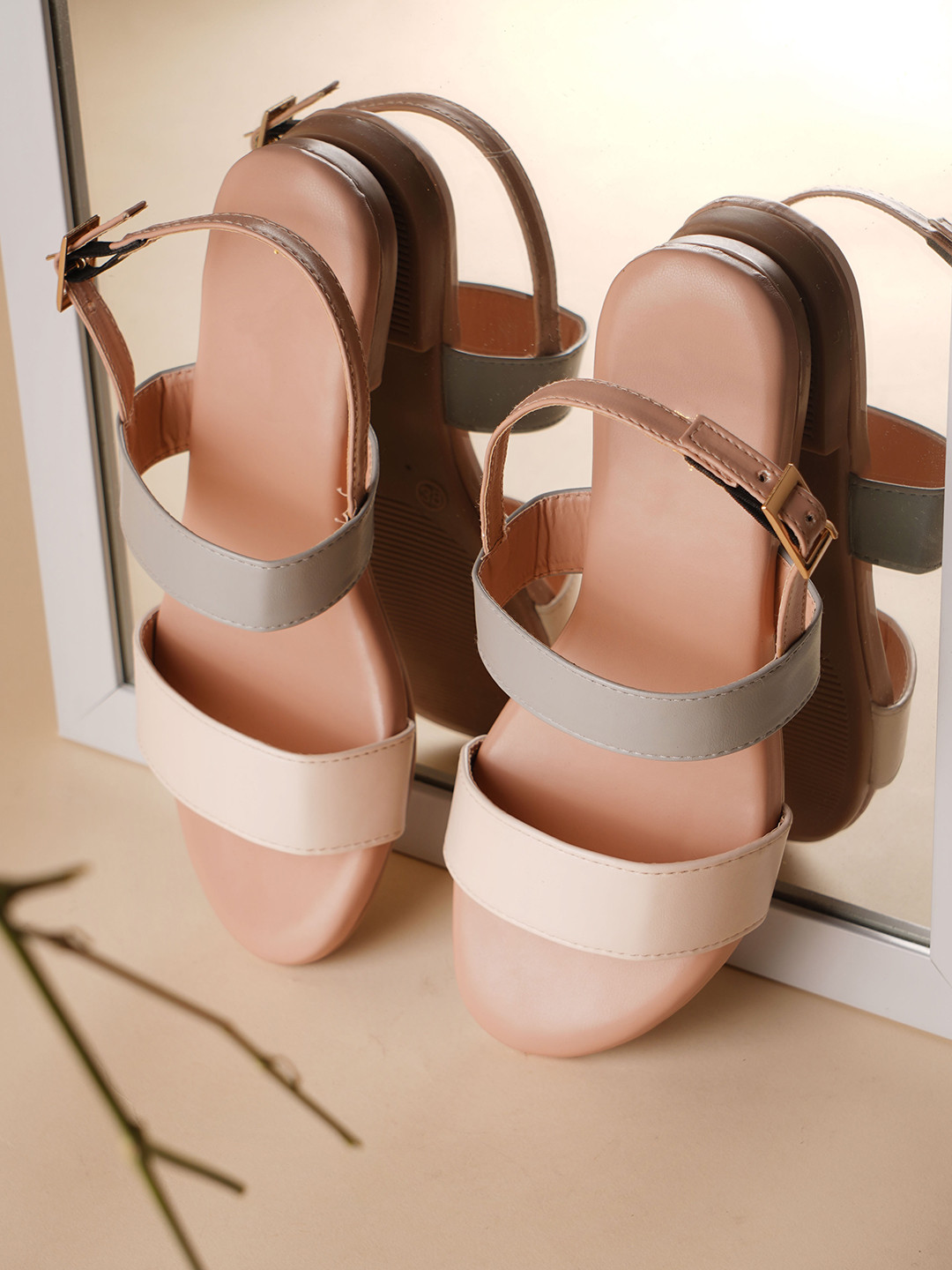 Try Me Open Toe Flats With Buckles