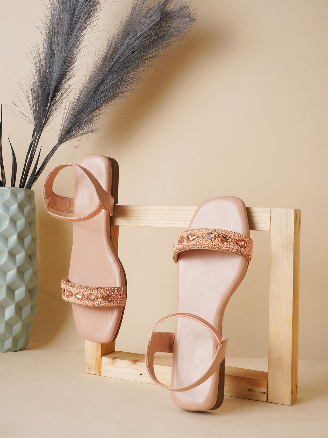 Try Me Embellished Open Toe Flats