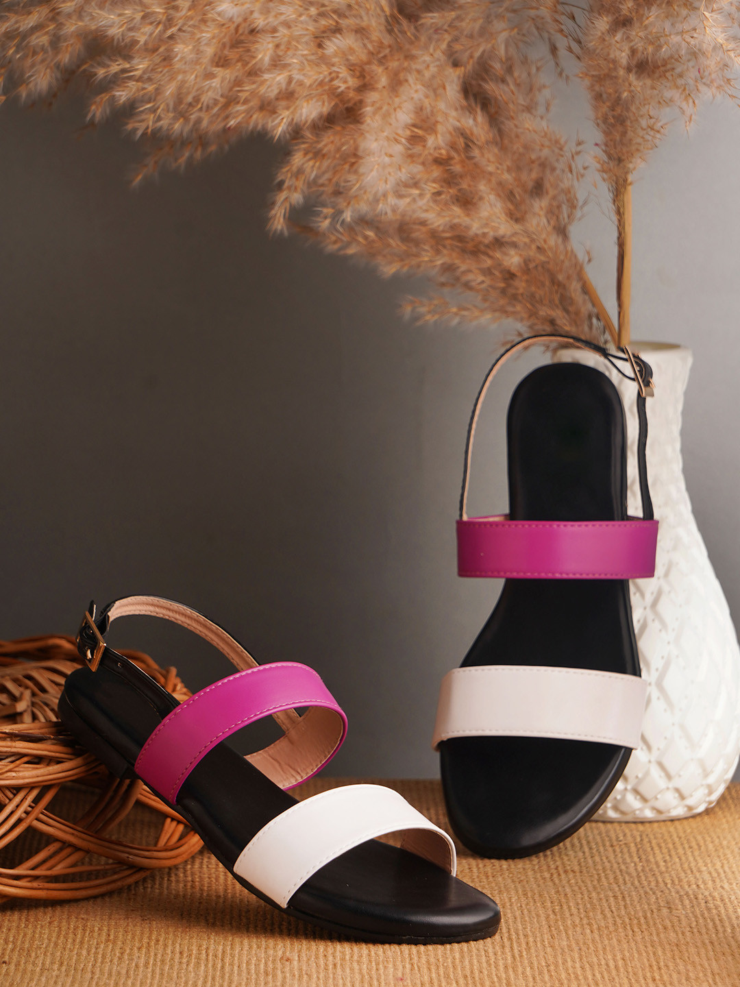 Try Me Colourblocked Open Toe Flats