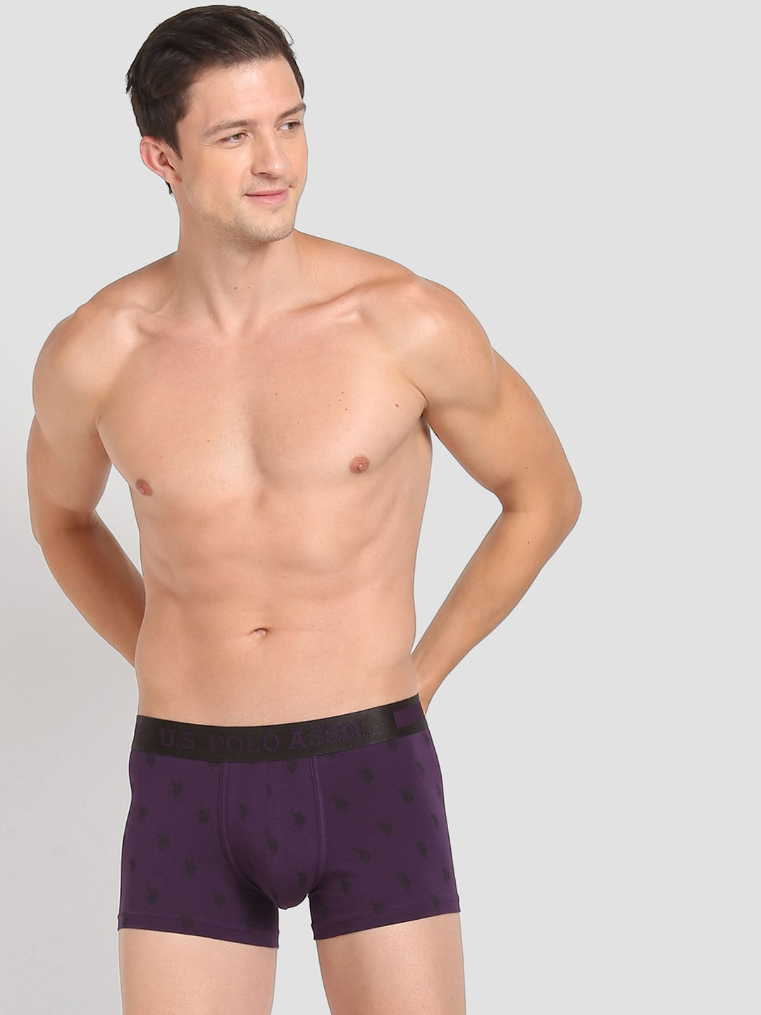 U.S. Polo Assn. Premium Printed Mid Rise Trunk PT002-U02-PR-Black Berry