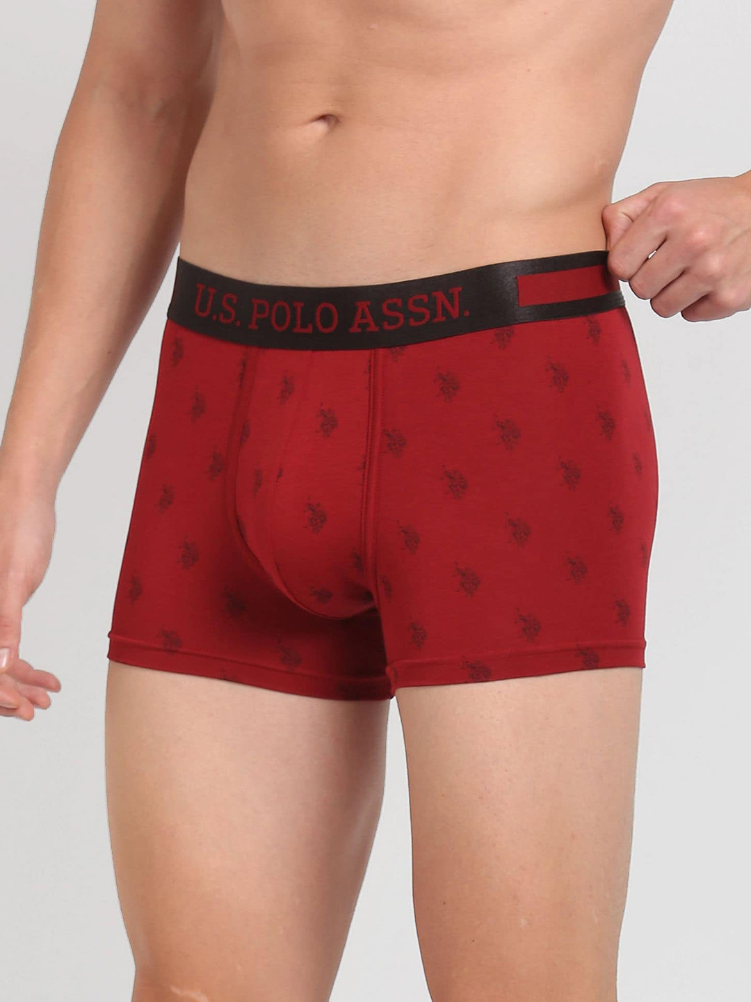 U.S. Polo Assn. Premium Printed Mid Rise Trunk PT002-R03-PR-Deep Red