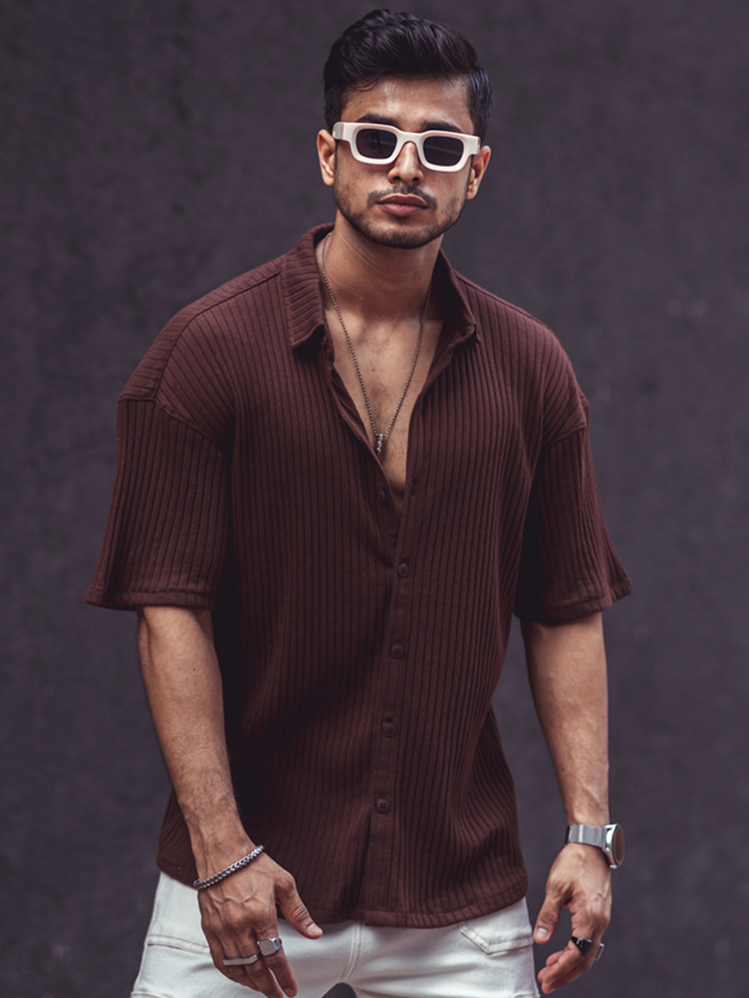 Powerlook Men Brown Opaque Casual Shirt