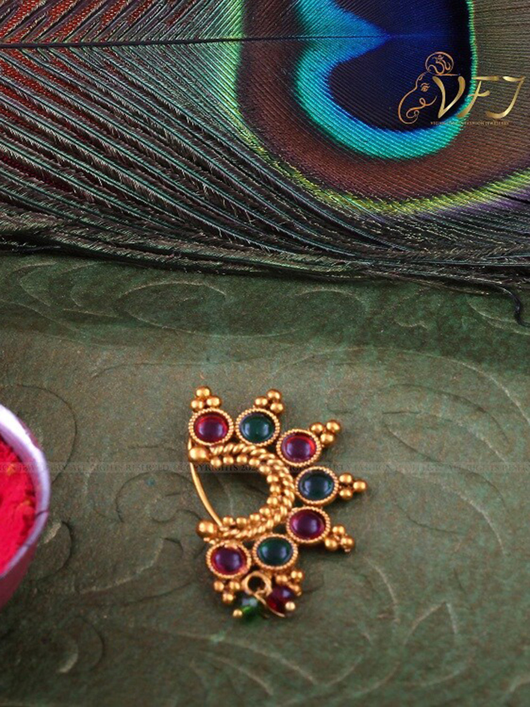 Vighnaharta Set Of 2 Gold-Plated Insert Nosepin