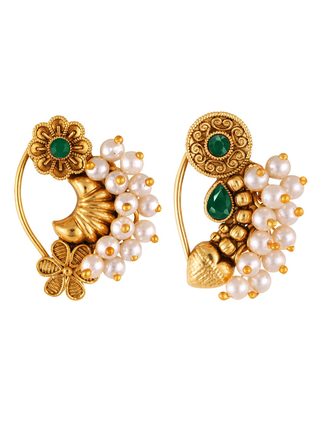 Vighnaharta Set Of 2 Gold-Plated Insert Nosepin