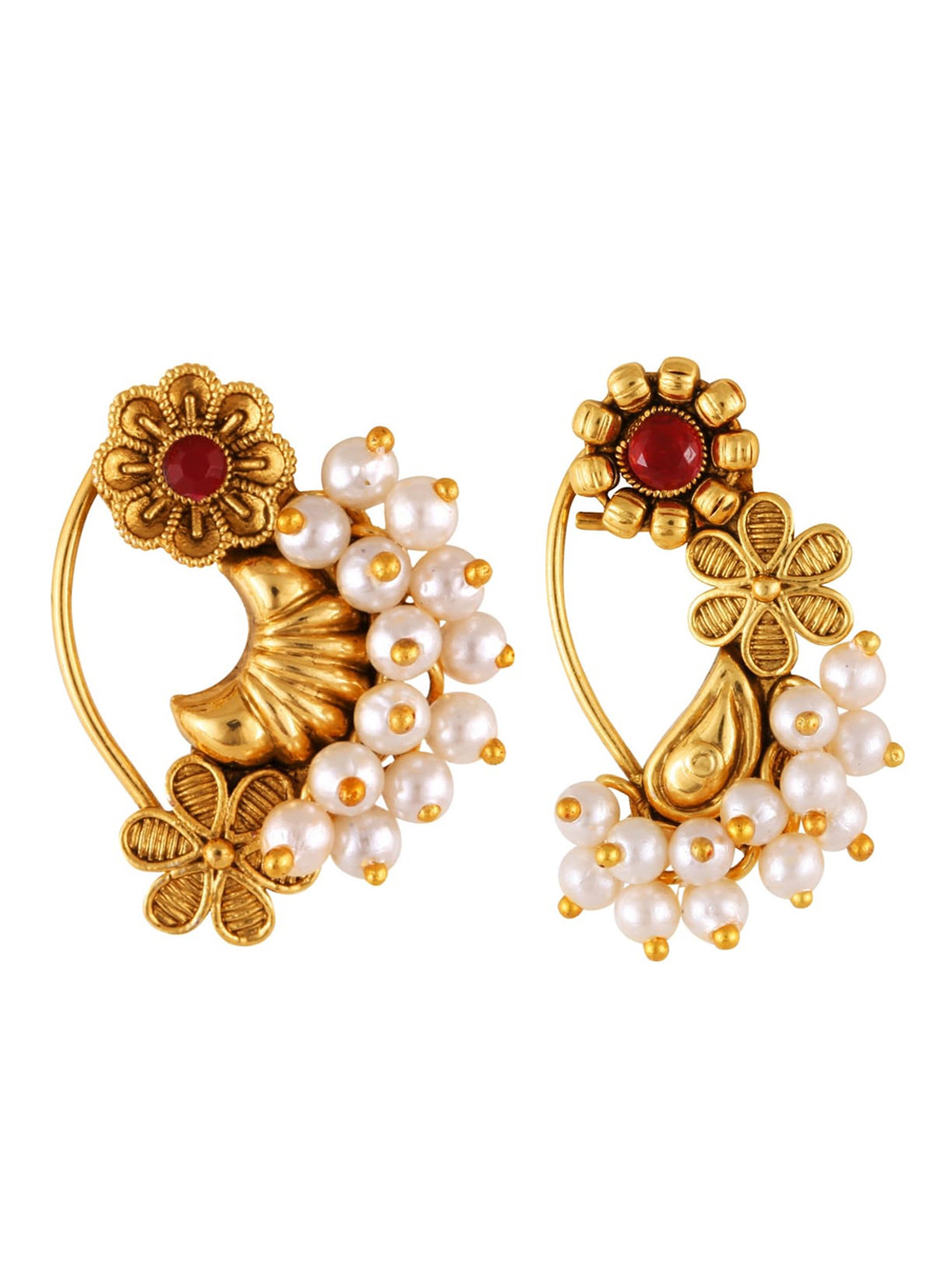 Vighnaharta Set Of 2 Gold-Plated Insert Nosepin