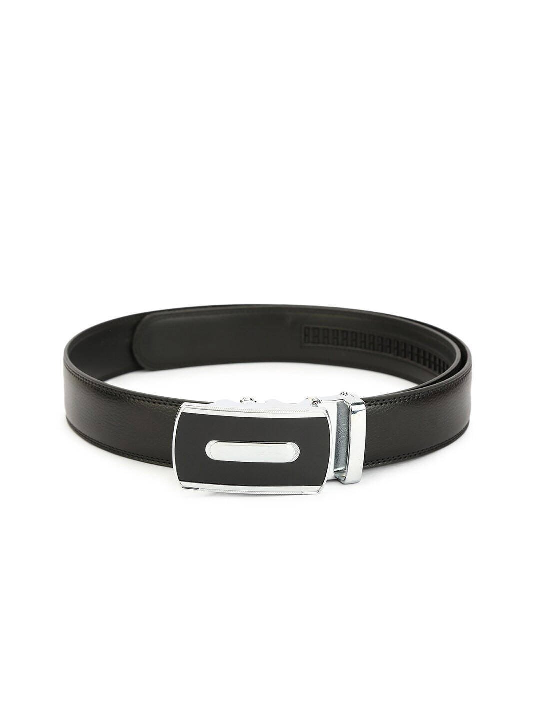 Pacific Gold Men Leather Belt With Slider Buckle