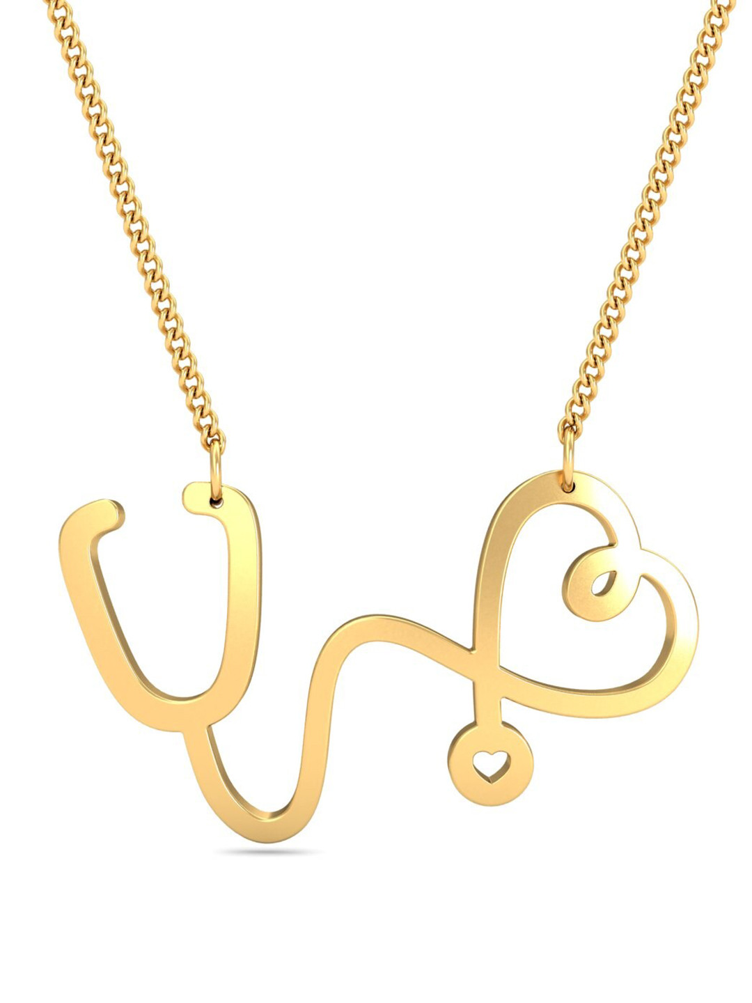 KUBERBOX Heart Stethoscope 18KT Gold Pendant-2.16gm