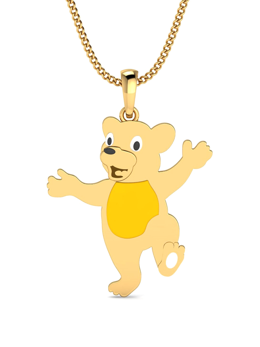 KUBERBOX Bear Enamel 18KT Gold Pendant-1.64gm