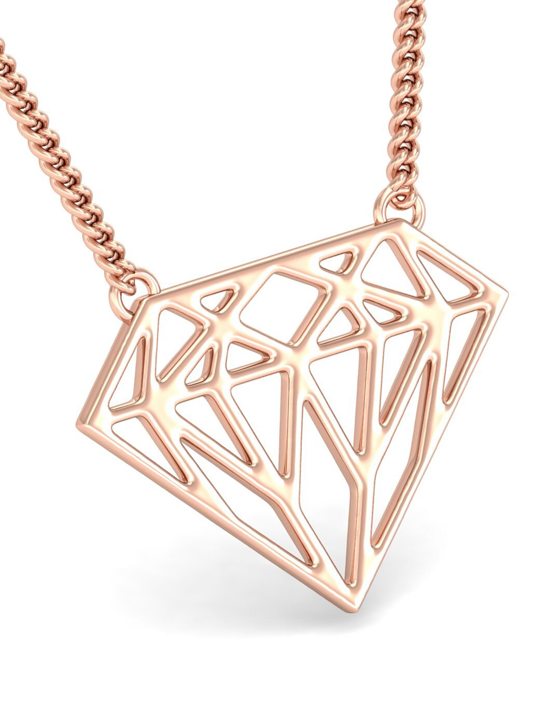 KUBERBOX Diamond Outline 18KT Rose-Gold Pendant-3.01gm