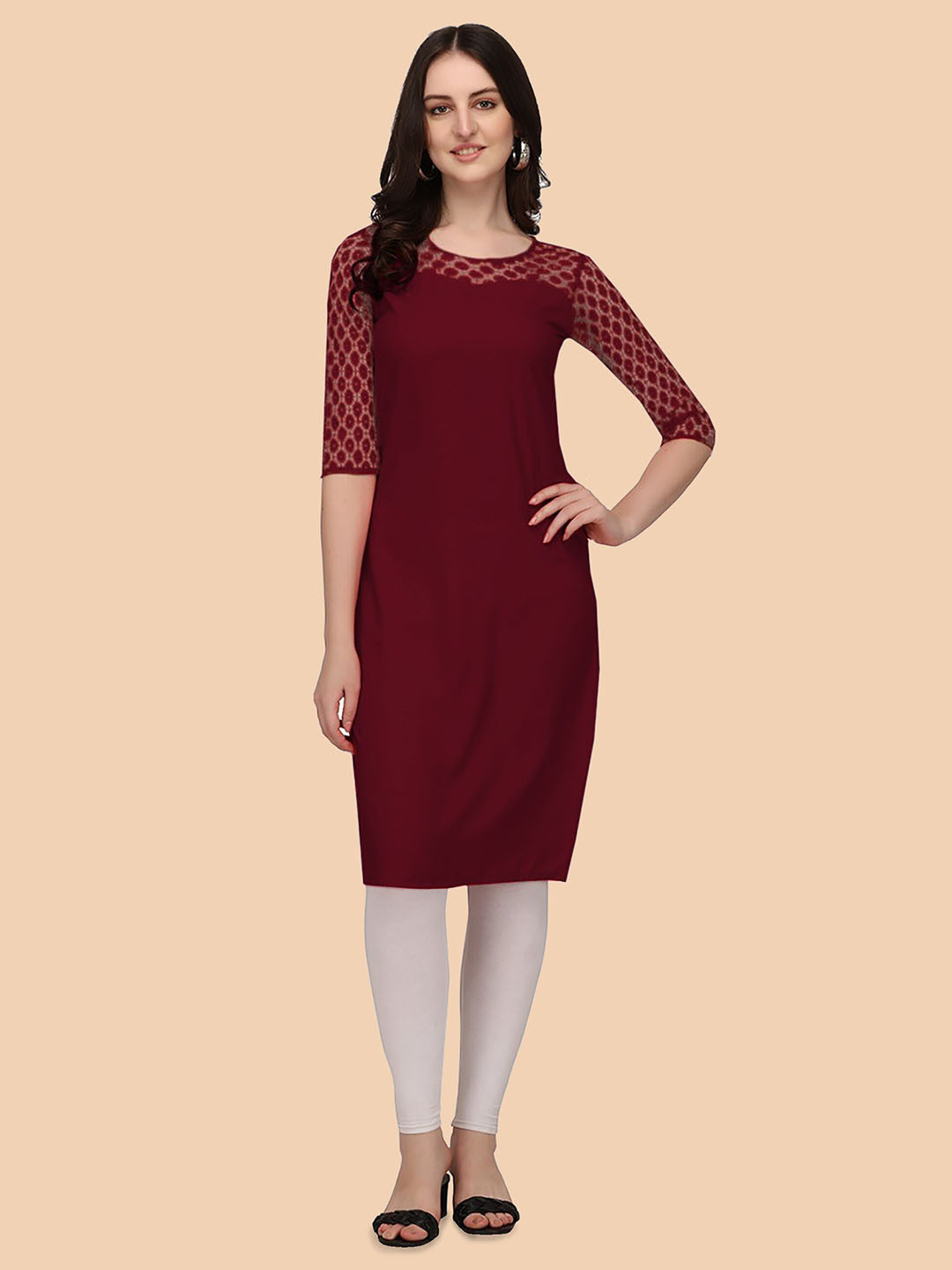 Dream Beauty Fashion Floral Embroidered Crepe Kurta