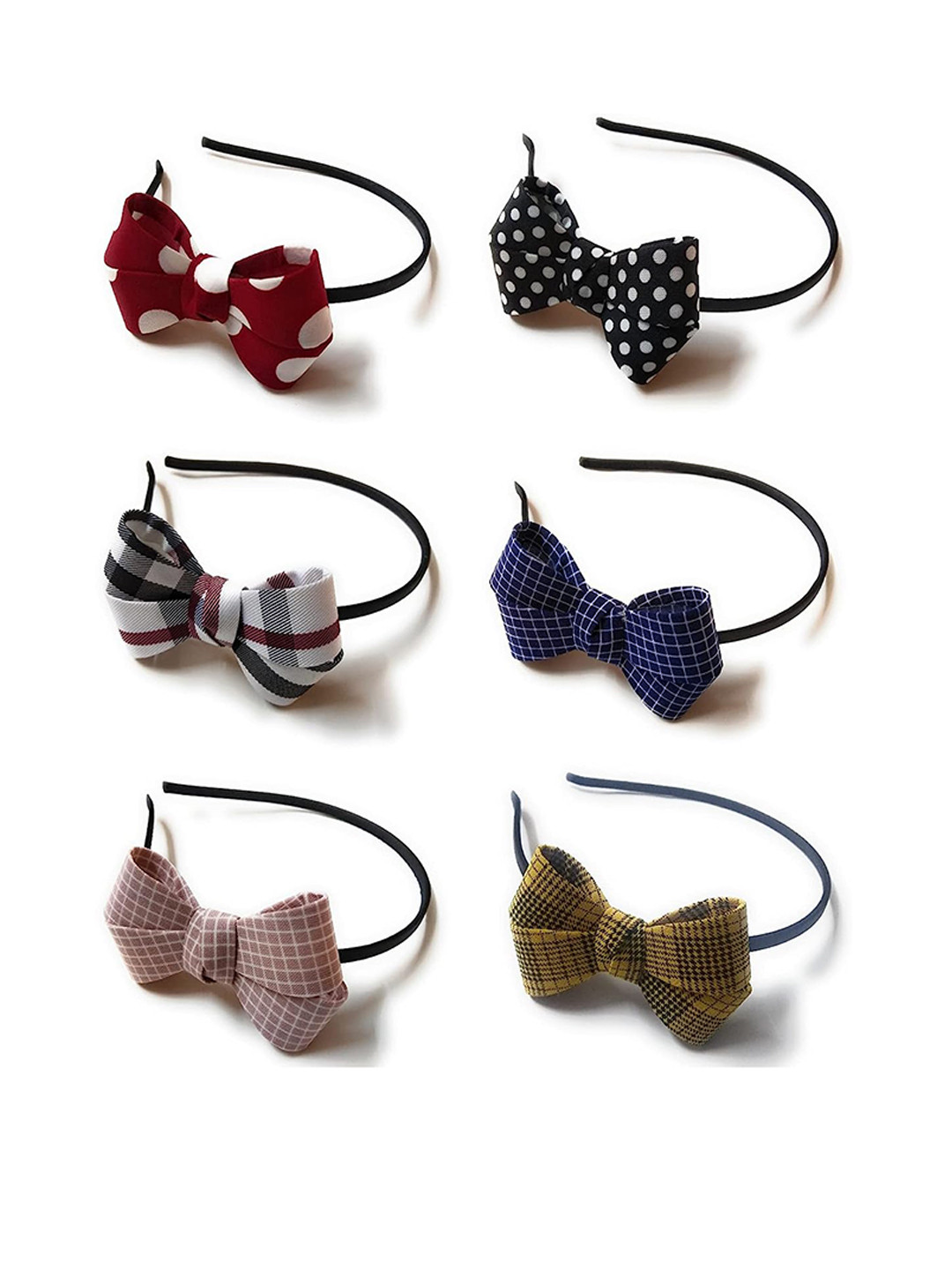 LYTIX Girls Set of 6 Assorted Design & Printed Knot Bows Hairbands