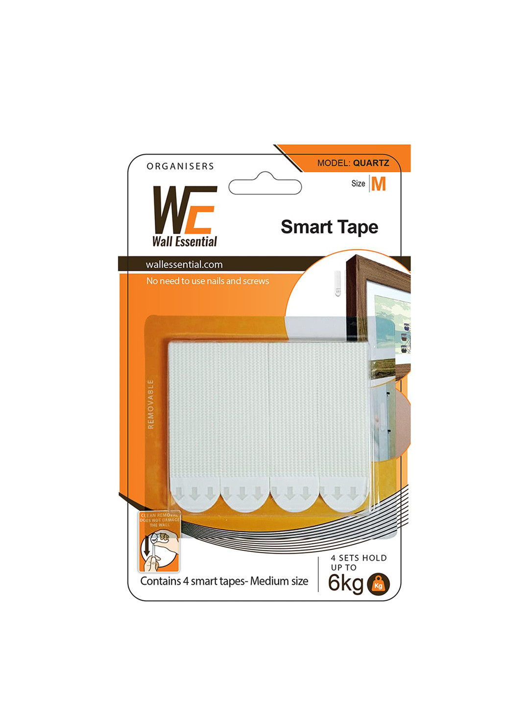 Art Street White 4 Pieces Removable Velco Strips Smart Tape
