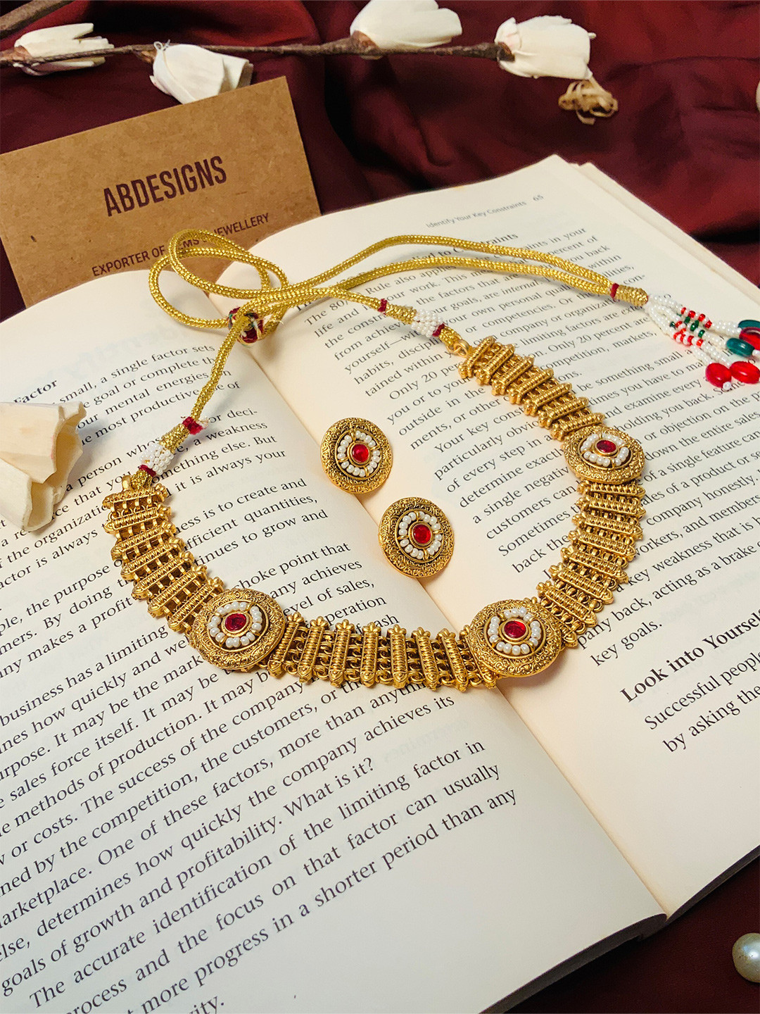 ABDESIGNS Gold-Plated Antique Matt Finish Jewellery Set