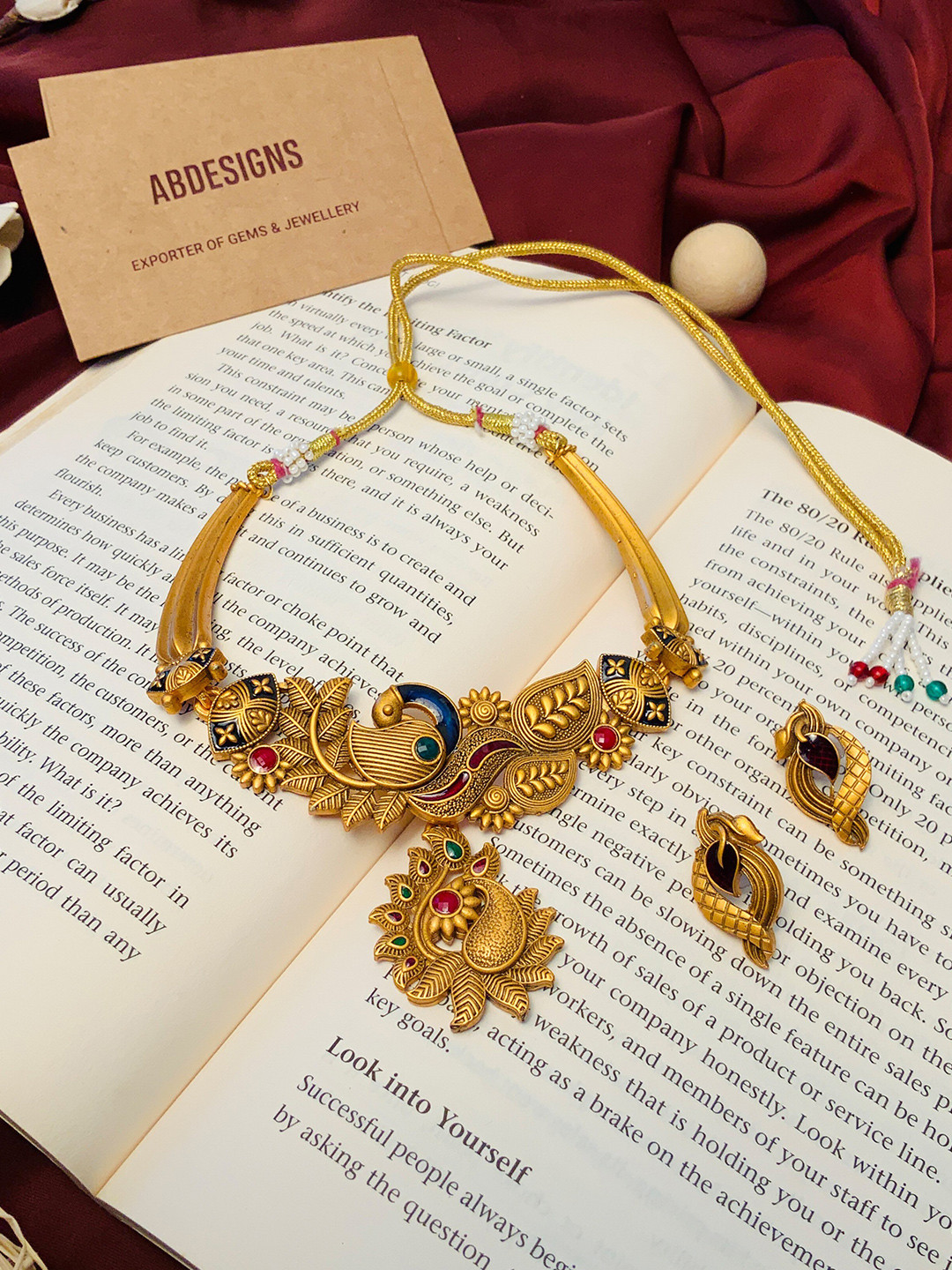 ABDESIGNS Gold- Plated Antique Matt Finish Jewellery Set