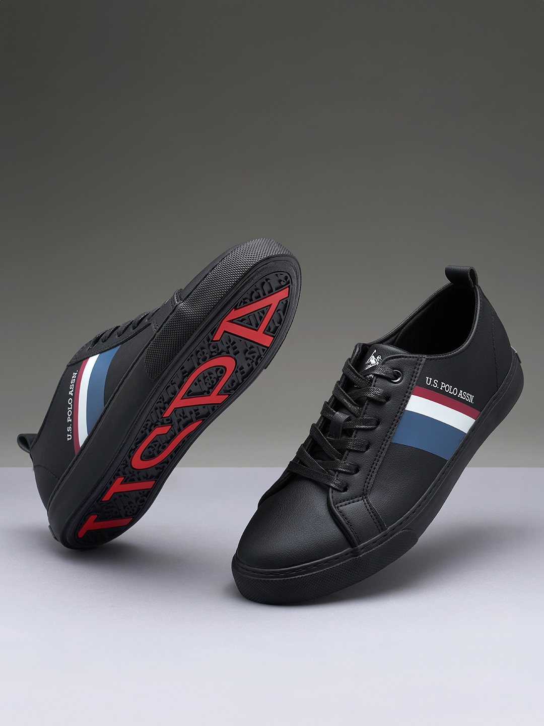 HPC Polo Lace Up Sneakers In Black - Fancy Soles