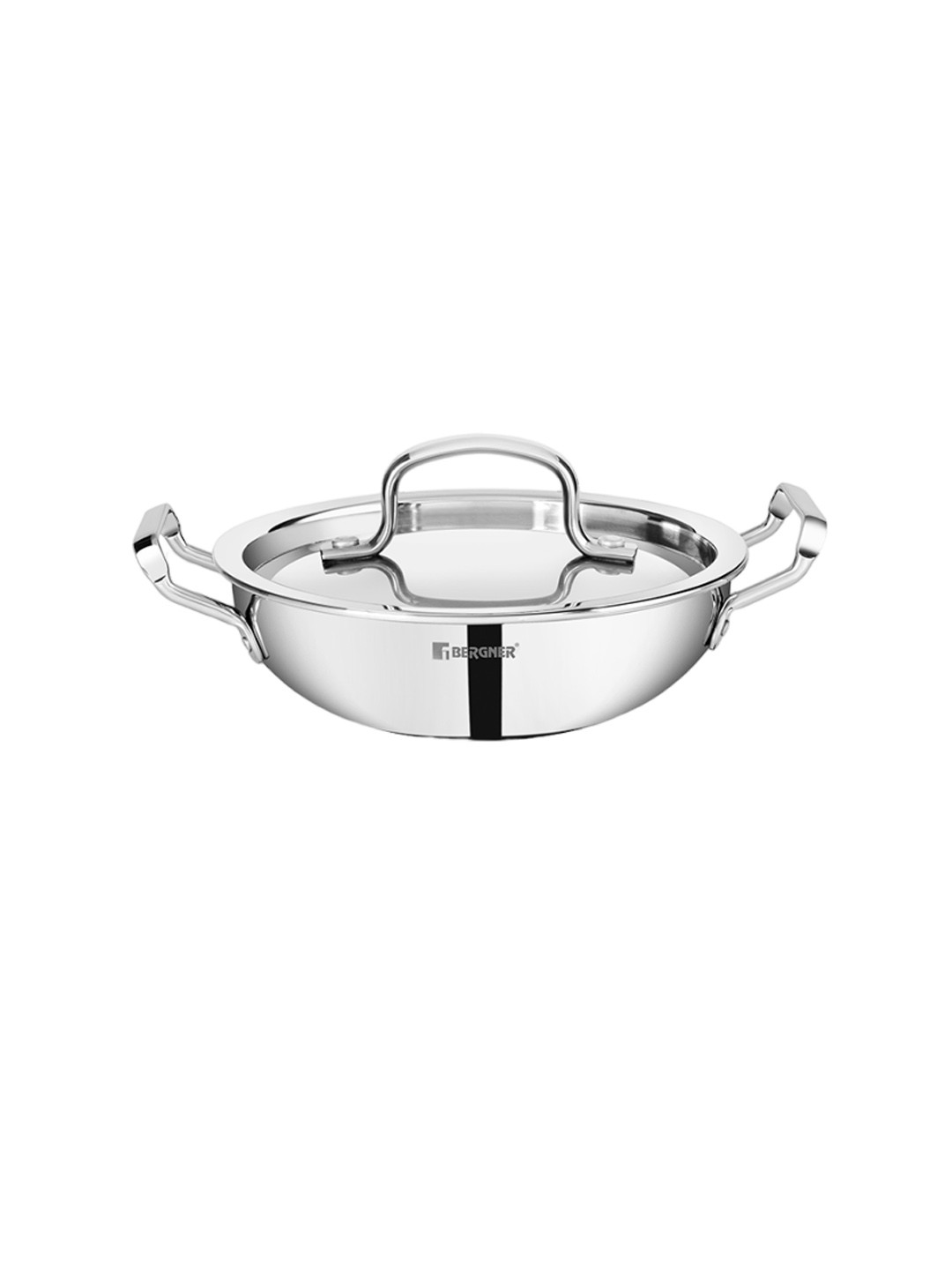 Bergner Tripro TriPly Stainless Steel Induction Bottom 24 cm (3 L) Deep Kadai with Lid