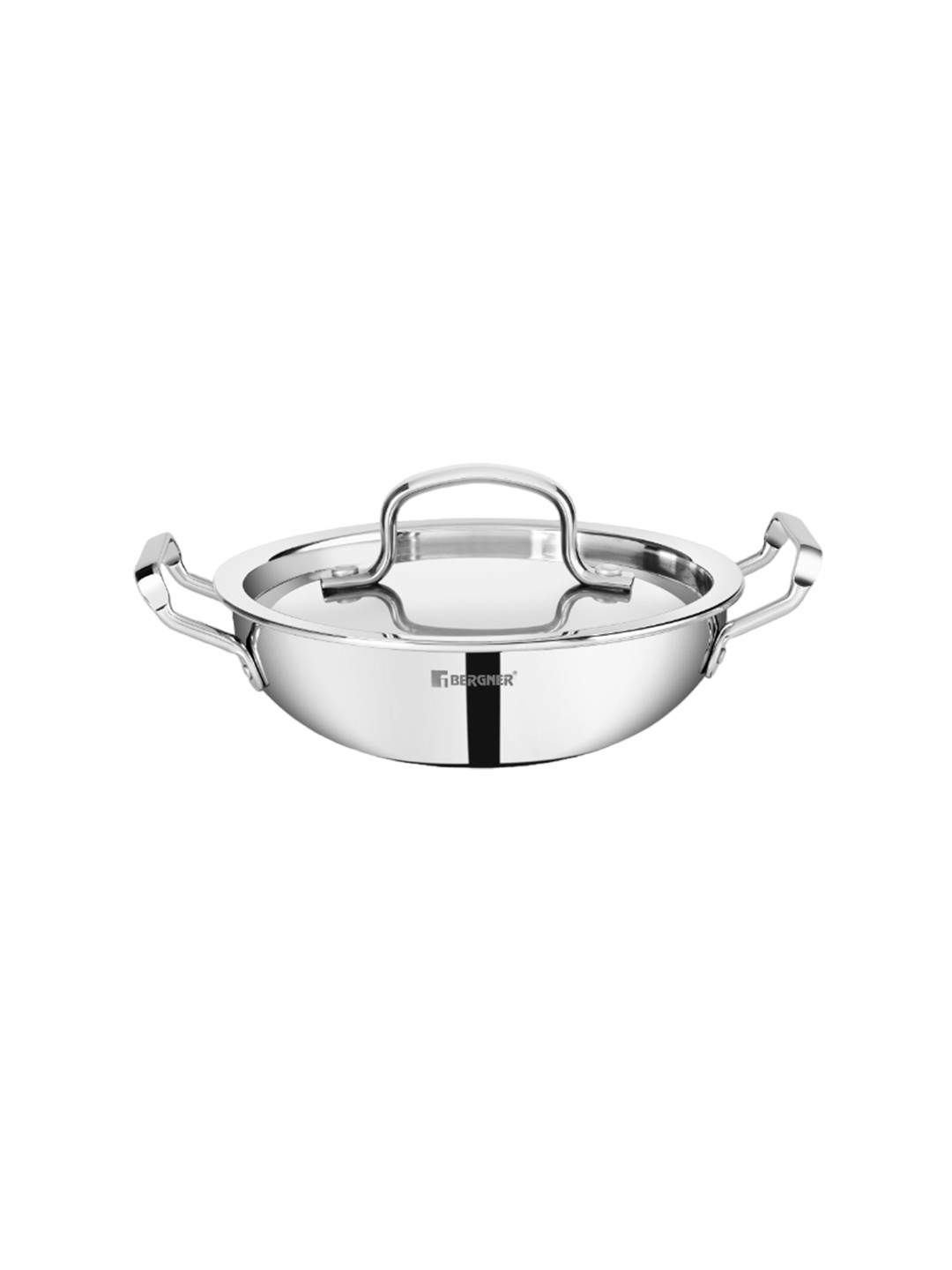 Bergner Tripro TriPly Stainless Steel 32 cm (6 L) Induction Bottom Deep Kadai with Lid